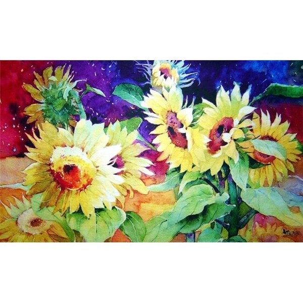 Custom Printed Rugs AWV080 Summer Sunflower 18 x 30 in. Doormat Rug - Gold & Yellow; Green; Yellow AWV080 - main